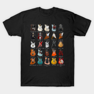 Guitar Collectors 25 Iconic Guitar Body Shapes T-Shirt