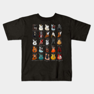 Guitar Collectors 25 Iconic Guitar Body Shapes Kids T-Shirt