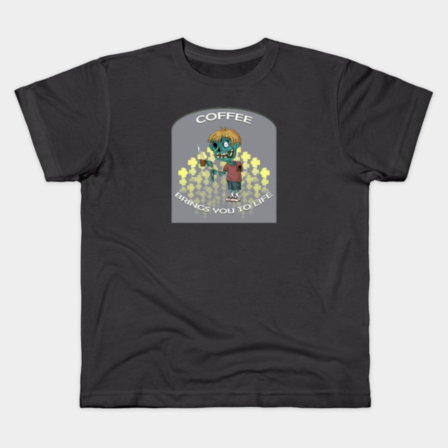 COFFEE ZOMBIE Kids T-Shirt by droidmonkey