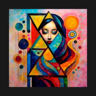 Abstract Woman with Geometric Shapes T-Shirt