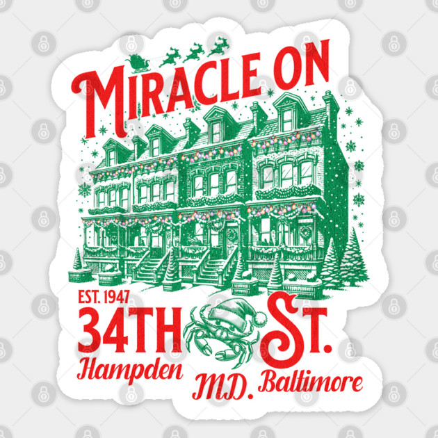Miracle on 34th St Hampden Baltimore Maryland Christmas Lights Sticker by Joaddo