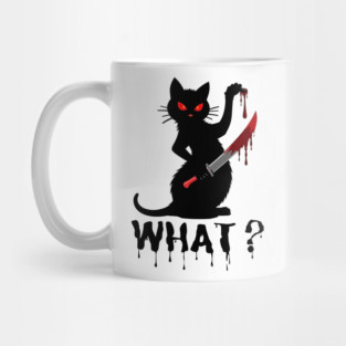 Cat What? Murderous Black Cat With Bloody Knife Mug