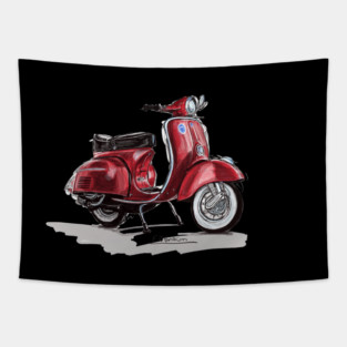 Red Vespa Scooter Tapestry
