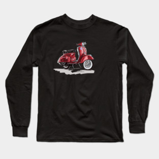 Red Vespa Scooter Long Sleeve T-Shirt