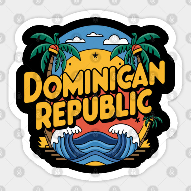 Dominican Republic, Vibrant Tropical Design for Caribbean Lovers Sticker by Pixel Threads 