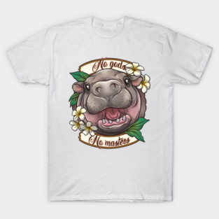 Moo Deng No Gods No Masters Neo Traditional Tattoo T-Shirt