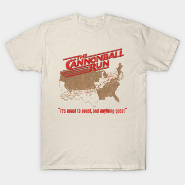The Cannonball Run Map T-Shirt by darklordpug