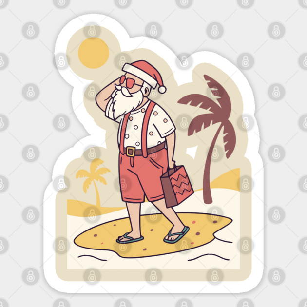 Santa Claus on the beach Sticker by criarthdesign