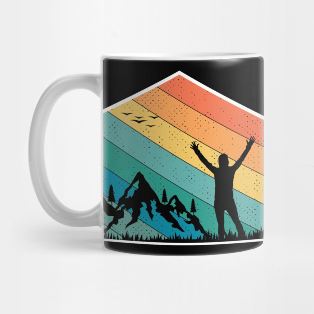 Sunset View of Mountains and Hiking Man by Urbanprint