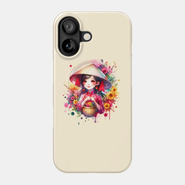 Watercolor Tet Girl Phone Case by HolidayBug