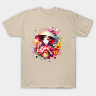 Watercolor Tet Girl T-Shirt