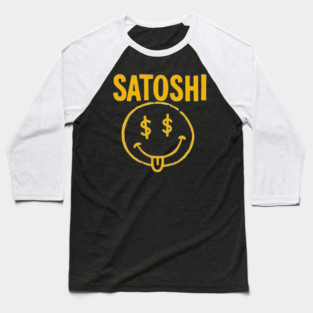 Yellow Satoshi Smile Face Baseball T-Shirt