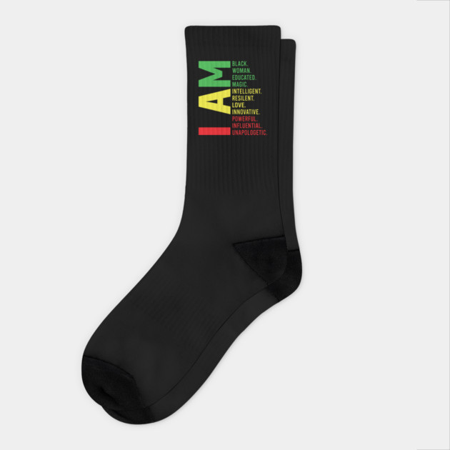 I Am Black, Woman, Beautiful Socks by UrbanLifeApparel