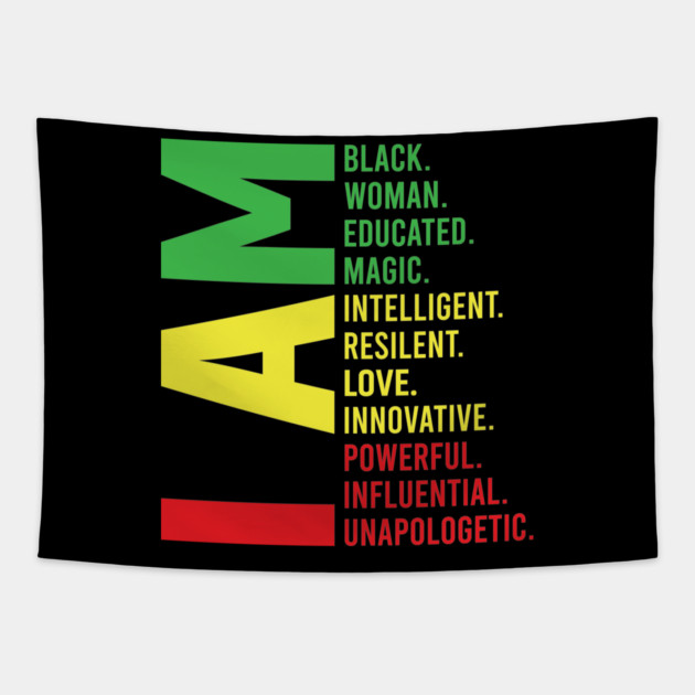 I Am Black, Woman, Beautiful Tapestry by UrbanLifeApparel