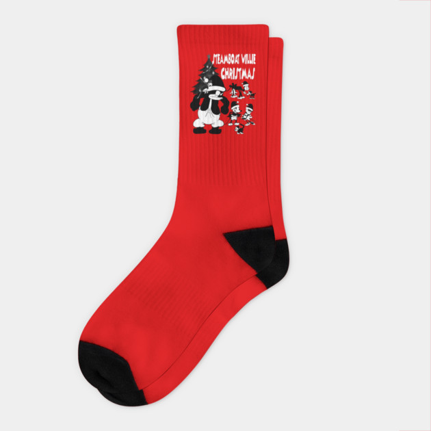 Christmas Steamboat Willie 2 Socks by Megadorim