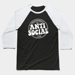 anti social club (white) Baseball T-Shirt