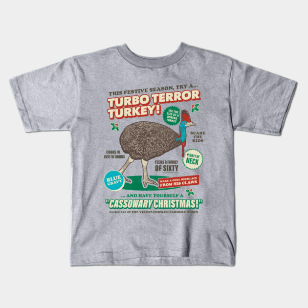 Cassowary Christmas Turbo Terror Turkey Kids T-Shirt by dumbshirts