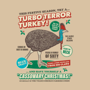 Cassowary Christmas Turbo Terror Turkey T-Shirt
