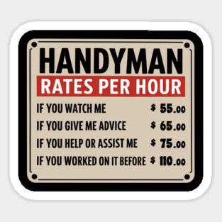 Handyman Rates Per Hour Funny Repairman Tradesman Humor Magnet