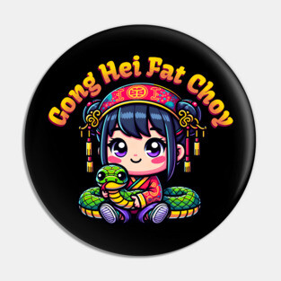 Cartoon Chinese New Year Snake and Girl Pin