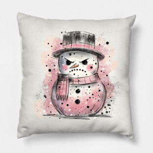 Grumpy Snowman Pillow