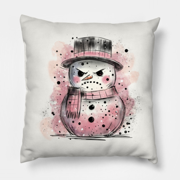 Grumpy Snowman Pillow by H. R. Sinclair