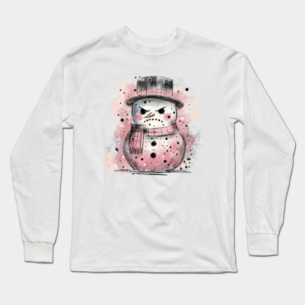 Grumpy Snowman Long Sleeve T-Shirt by H. R. Sinclair