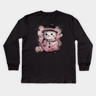 Grumpy Snowman Kids Long Sleeve T-Shirt