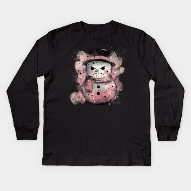 Grumpy Snowman Kids Long Sleeve T-Shirt by H. R. Sinclair