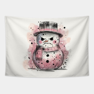 Grumpy Snowman Tapestry