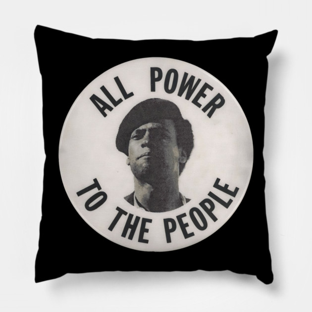 All Power To The Power Huey Newton retro Button Pillow by UrbanLifeApparel