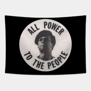 All Power To The Power Huey Newton retro Button Tapestry