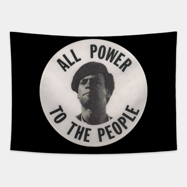 All Power To The Power Huey Newton retro Button Tapestry by UrbanLifeApparel