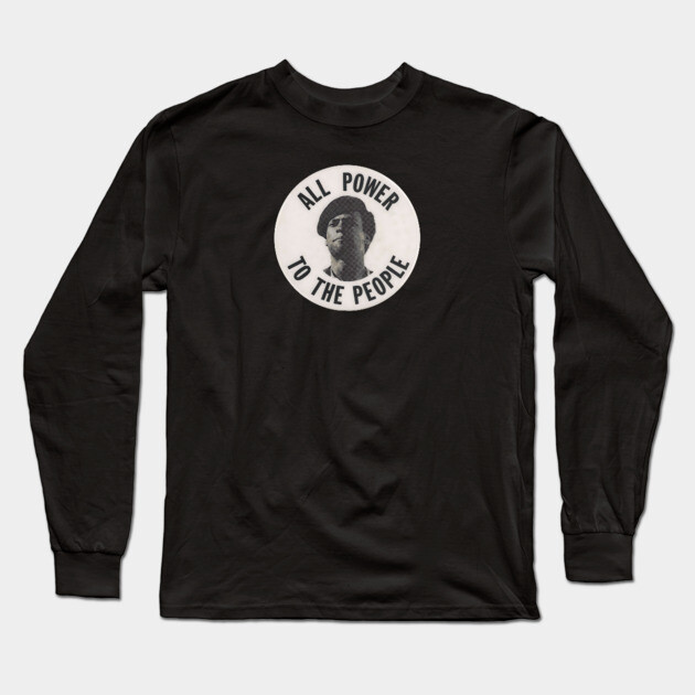 All Power To The Power Huey Newton retro Button Long Sleeve T-Shirt by UrbanLifeApparel