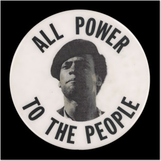 All Power To The Power Huey Newton retro Button Posters and Art