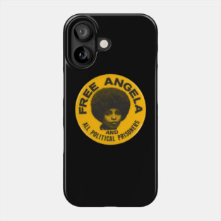 Free Angela and all political prisoners - Retro Button Phone Case