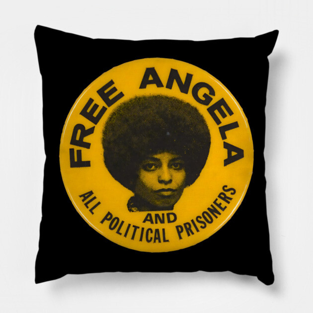 Free Angela and all political prisoners - Retro Button Pillow by UrbanLifeApparel