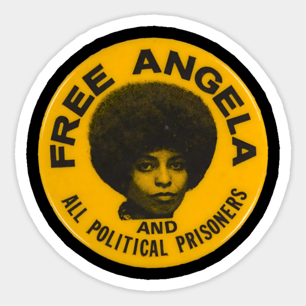 Free Angela and all political prisoners - Retro Button Magnet by UrbanLifeApparel