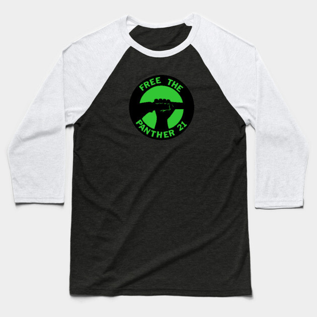 Free The Panther 21 - Retro Button Baseball T-Shirt by UrbanLifeApparel