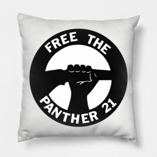 Free The Panther 21 - Retro Button Black and White Pillow