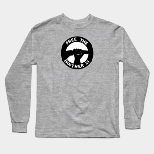 Free The Panther 21 - Retro Button Black and White Long Sleeve T-Shirt