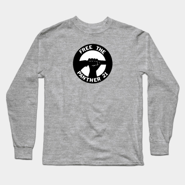 Free The Panther 21 - Retro Button Black and White Long Sleeve T-Shirt by UrbanLifeApparel