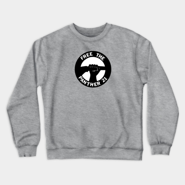 Free The Panther 21 - Retro Button Black and White Crewneck Sweatshirt by UrbanLifeApparel