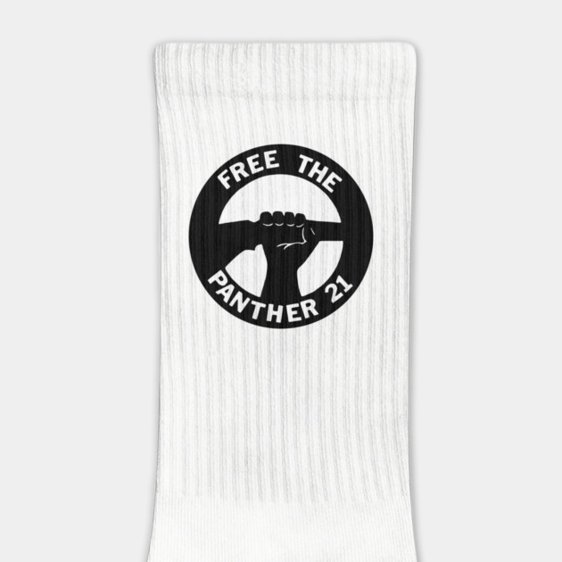 Free The Panther 21 - Retro Button Black and White by UrbanLifeApparel