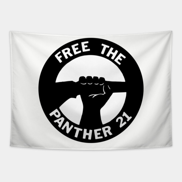 Free The Panther 21 - Retro Button Black and White Tapestry by UrbanLifeApparel