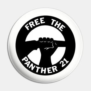 Free The Panther 21 - Retro Button Black and White Pin