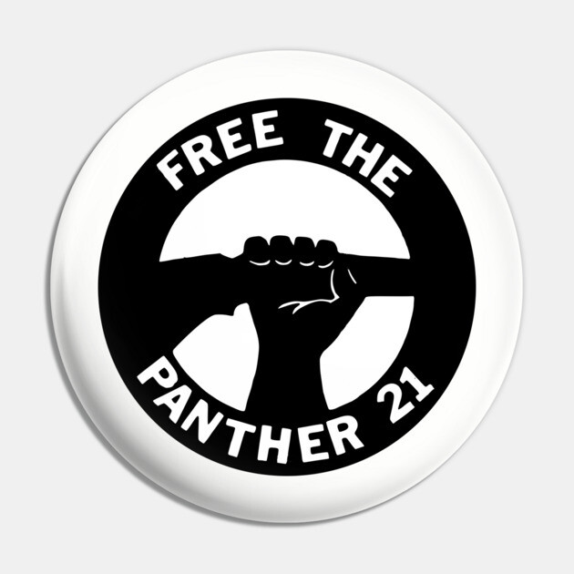Free The Panther 21 - Retro Button Black and White Pin by UrbanLifeApparel