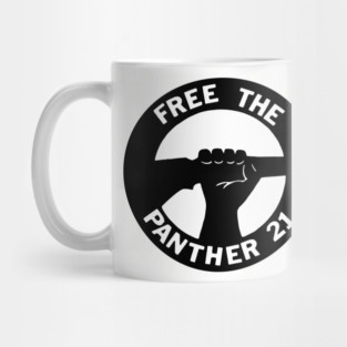 Free The Panther 21 - Retro Button Black and White Mug