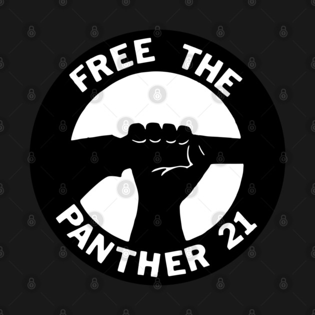 Free The Panther 21 - Retro Button Black and White by UrbanLifeApparel