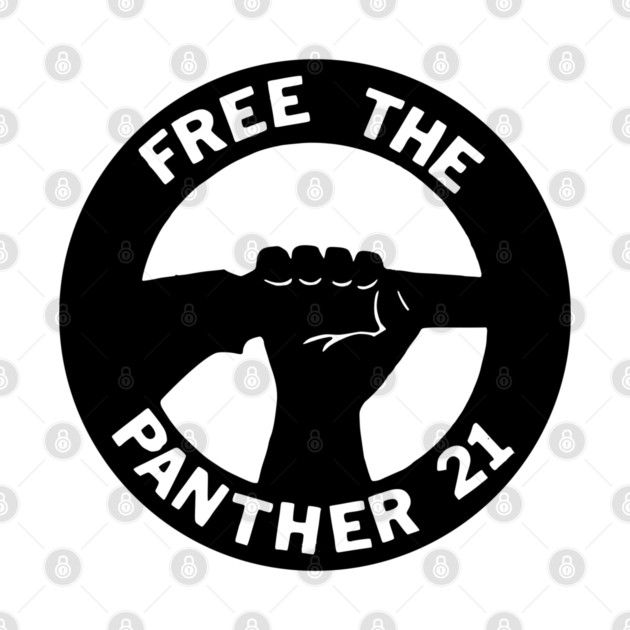 Free The Panther 21 - Retro Button Black and White by UrbanLifeApparel